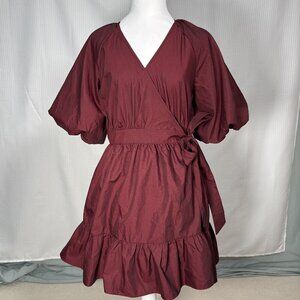ASOS Design Short Blood Red Dark Romantic Deep V Wrap Dress Whimsygoth US Size 6
